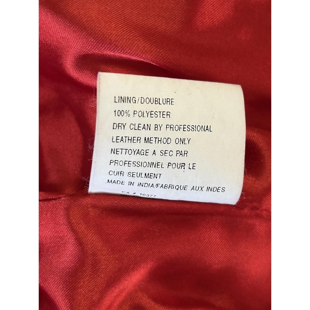 Margaret Godfrey Red Leather Belted Jacket Sz L**see pictures-stain on pocket - Picture 10 of 10